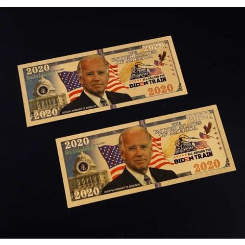 1pcs Joe Biden Harris Gold foil colored banknotes Novelty Bill President 2020