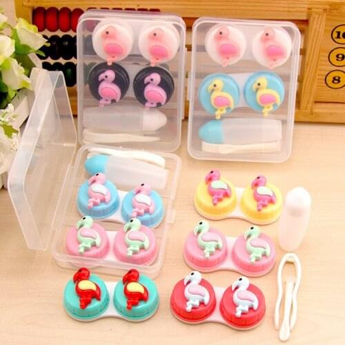 10set/lot New arrival beautiful Practical lovely Animals birds contact lens case Glasses box Multicolor random mix 1set=2pcs