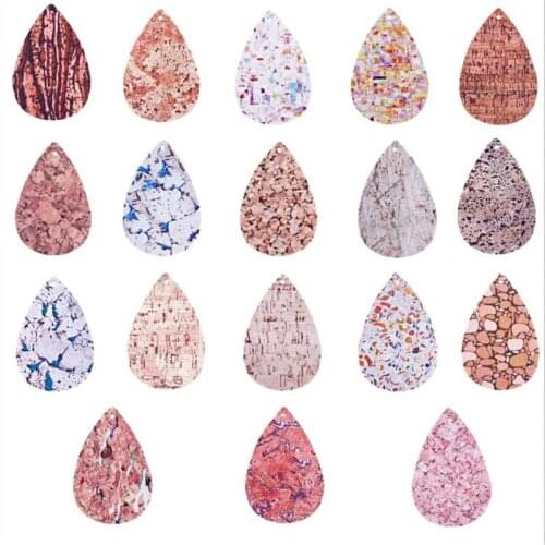 10pcs/lot New Retro Pattern Leather Water Drop Charms Findings Connectors For DIY Earrings Pendant Jewelry Accessories Material