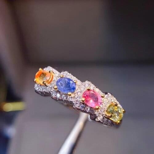 100% Natural And Real Sapphire 925 Sterling Silver Wedding Engagement Rings for Women Fine Jewelry Gift Wholesale