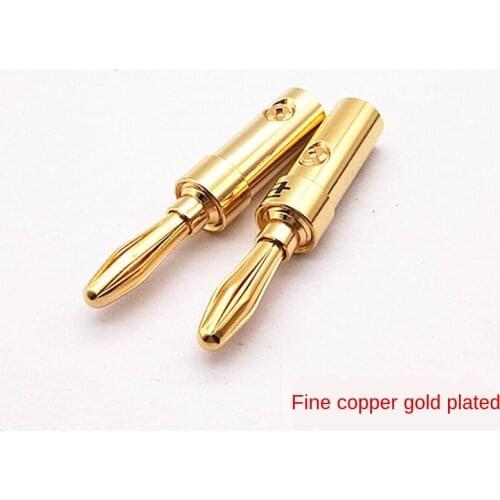 2pcs/lot Fine Copper Cross Banana Plug Gold-Plated Cross Welding-Free Banana Plug