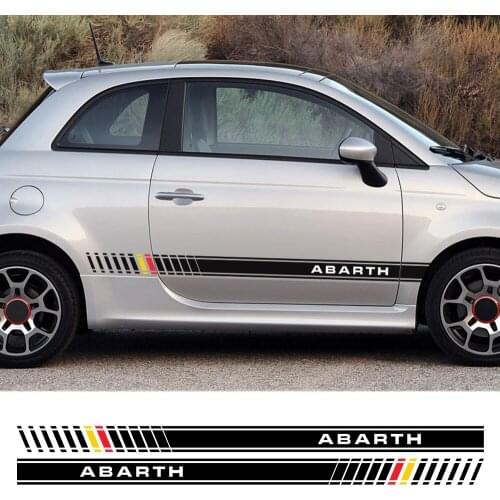 2PCS Auto Body Decor Graphic Film Car Both Side Vinyl Decal for Fiat 500 Punto Panda Abarth Door Side Stripe Sticker Accessories