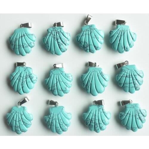 2020 new fashion assorted blue stone carved flower charms pendants for jewelry marking 12pcs/lot Wholesale free shipping