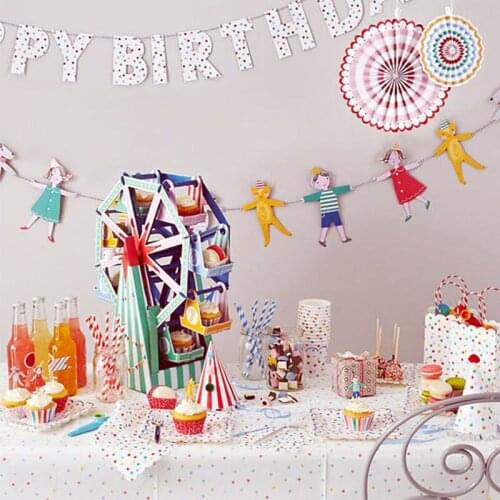 3m DIY Comic Children Kids Hand In Hand Birthday Pennants Paper Flag Party Banquet Decor Kindergarten Bedroom Banner Bunting