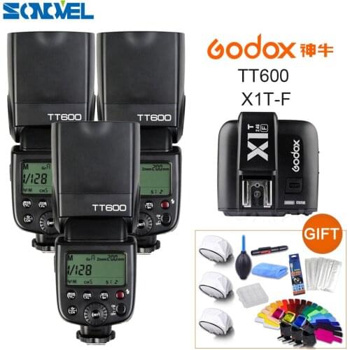 3Pcs Godox TT600 2.4G Wireless Camera Flash Speedlite + X1T-F TTL 1/8000s 2.4G Wireless Trigger Transmitter for Fujifilm Fuji
