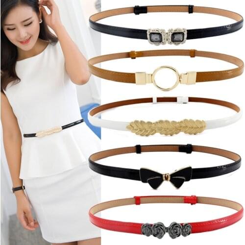55 Styles Fashion Women Fine Belts Adjustable Design PU Leather Strap Candy Colors All-Match Female For Dress Cute Waistband
