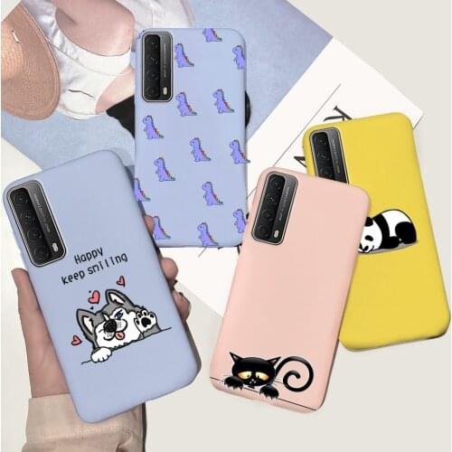 6.67"Cute Cartoon Patterned Smart Phone Cases For Huawei Y7a Case Candy Color Silicone Carcasas Huawei Y7a Fundas Y7 A Y 7 A