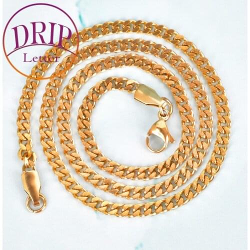 3mm 16" 22" 24" Gold Color Stainless Steel Link Mens Hip Hop Maiami Cuban Chain Necklace Hip Hop Jewelry For Women