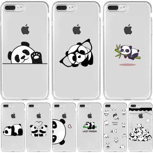 Panda Pesawat Ponsel lovely bear Phone Case Transparent soft For iphone 5 5s 5c se 6 6s 7 8 11 12 plus mini x xs xr pro max