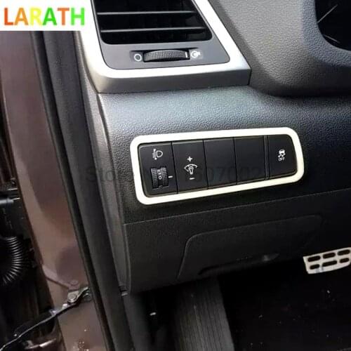 For Hyundai Tucson 2016 2017 Interior Matte Chrome Car Front Headlight Control Button Switch Cover Molding Trim Accessories