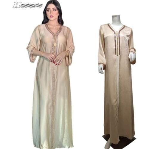 Elegant Moroccan Caftan Evening Gowns Muslim Abaya Dubai Women Flannel Dresses Long Sleeve Robe Arab Islamic Clothing