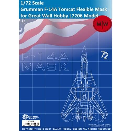 GALAXY D72009 1/72 Scale Grumman F-14A Tomcat Die-cut Flexible Mask for Great Wall Hobby L7206 Model