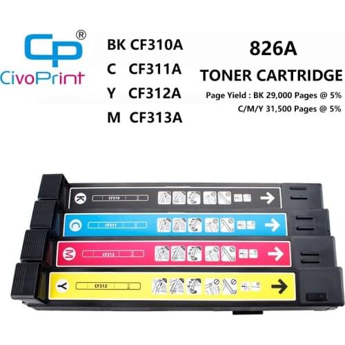 Civoprint 826A CF310A 11A 12A 13A toner cartridge compatible for HP Color LaserJet Enterprise M855dn, M855x+, M855 printer