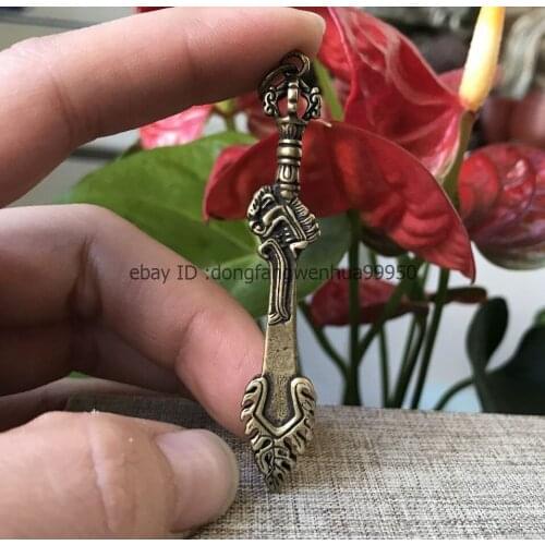 Chinese Folk Feng Shui Bronze Brass Lucky Sword Amulet Pendant