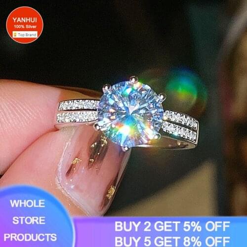 High Quality 3.0 Ct Diamond Zirconia Gemstone Rings With Certificate Natural Solid 925 Silver Engagement Wedding Band for Women