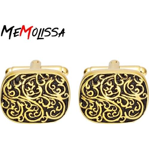 MeMolissa Vintage Cufflinks For Mens Jewelry Shirt Cuff links Brand Cuff Buttons Gold Color High Quality Pattern Wedding Jewelry