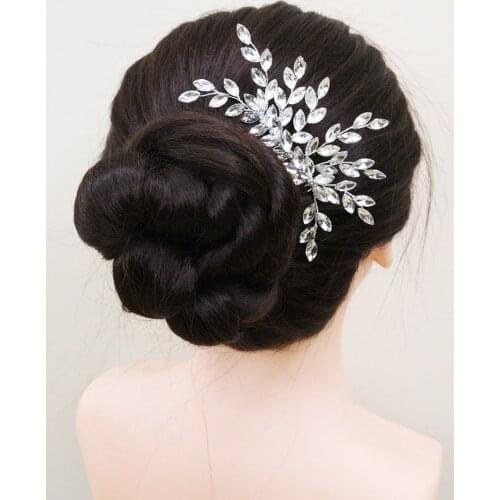 Trendy Silver Rhinestone Hair Comb Elegant Women Headpieces Wedding Hair Jewelry Party Hair Clips for Bridal Hair Accessories