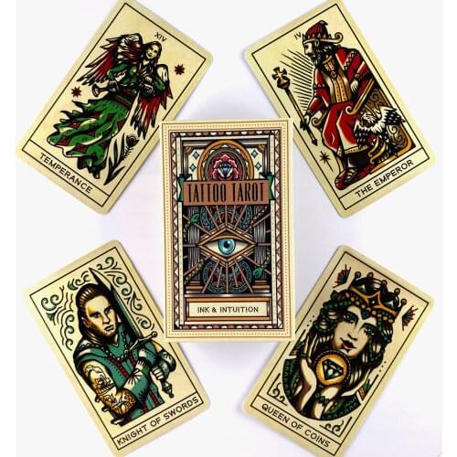 Tattoo Tarot Deck Leisure Party Table Game High Quality Fortune-telling Prophecy Oracle Cards With Guide Book