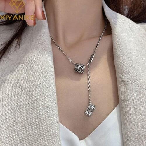 XIYANIKE 925 Sterling Silver New Arrival Cylinder Money $100 Pendant Necklace Female Retro Clavicle Sweater Chain Fashioin Gifts