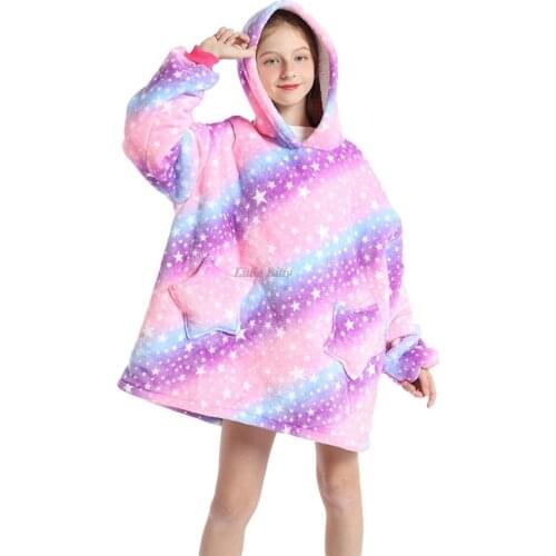 Unicorn Blanket Sweatshirt Super Soft Warm Cozy Wearable Sherpa Hoodie for Teens Boys Girls Youth Kids Oversize Hooded Blankets