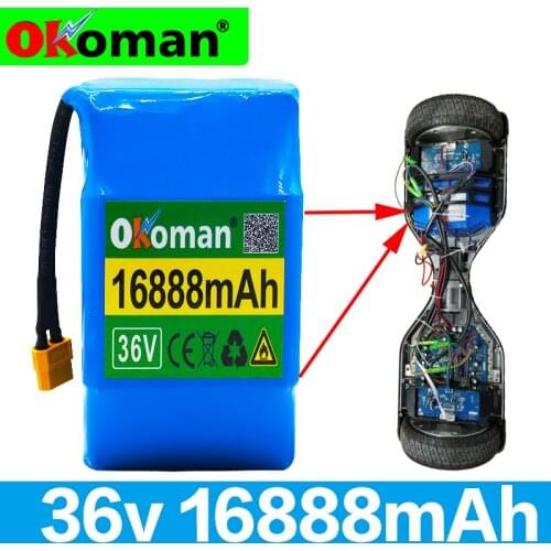 Original 10S2P 36v Lithium-ion Rechargeable Battery 16888mAh 16AH Battery Pack for Electric Self-suction Hoverboard Unicycle