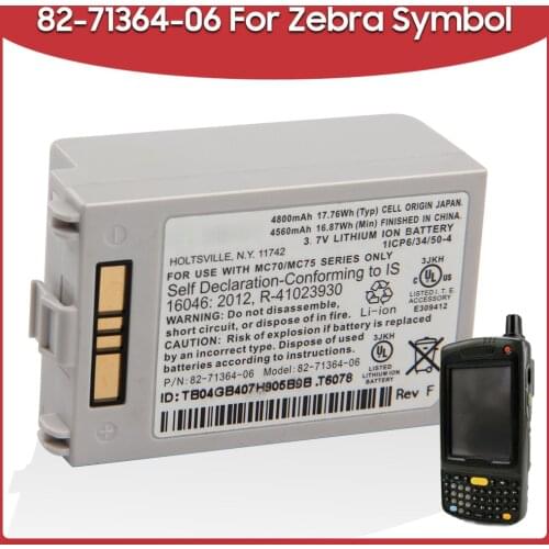 Original Replacement Battery 4800mAh 82-71364-06 For Motorola Zebra Symbol MC70 MC7090 MC75 MC75A MC75A6 MC75A8 MC7596 Batteries