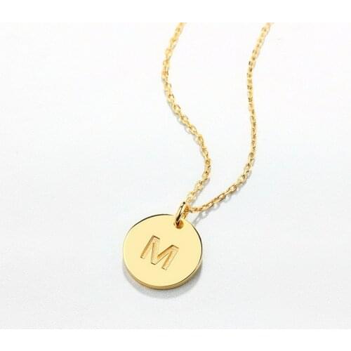Personalized Letter Necklace Round 9K Gold Alphabet Pendant Charm Necklace 26 Letters Stainless Steel Simple Necklaces Gifts