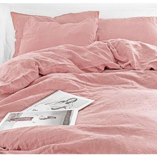 Japanese Non-print Style 1PC Bed Fitted Sheet 200x200+2PCS Pillowcase Bed Kit Flax Plaid Color Button Fitted Sheet Set