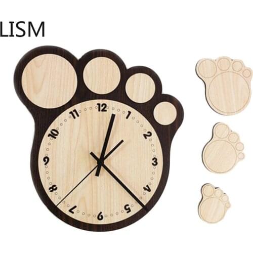 Pink Cute Wall Clock Cartoon Antique Wooden Clocks Wall Home Decor Living Room Kids Wall Clock Horloge Mural