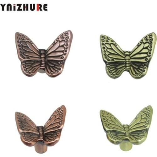 1PC Vintage Furniture Handle Butterfly Knobs and Handles Door Zinc Alloy Handle Cupboard Drawer Kitchen Pull Knob Hardware