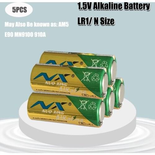 5PCS LR1 Alkaline Batteries SIZE N E90 MN9100 910A 1.5V Single Use Dry Batteries For Sperker Bluetooth Players