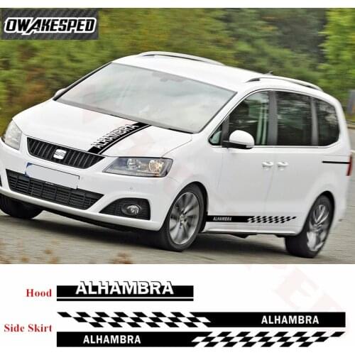3 pcs Sport Stripes Car Hood Bonnet Sticker For-Seat Alhambra Auto Door Side Skirt Sticker Racing Vinyl Decals Accessories