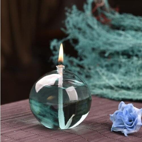 9*8cm Round Shaped Glass Oil Lamp Home Decoration Love Handcraft Wedding Friend Favor Gift