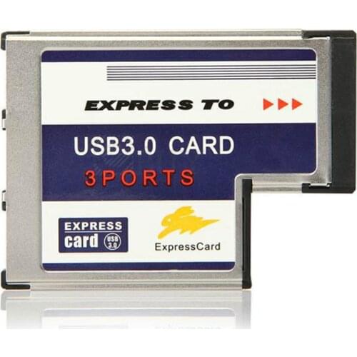Super Speed 54mm Express Card to 3 Ports USB 3.0 Adapter Converter for PC Laptop