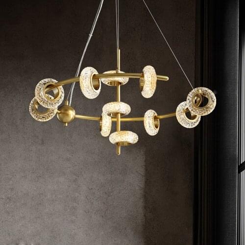 LED Postmodern Copper Donuts Desinger LED lights Chandelier Lighting Lustre Suspension Luminaire Lampen For Dinning Room