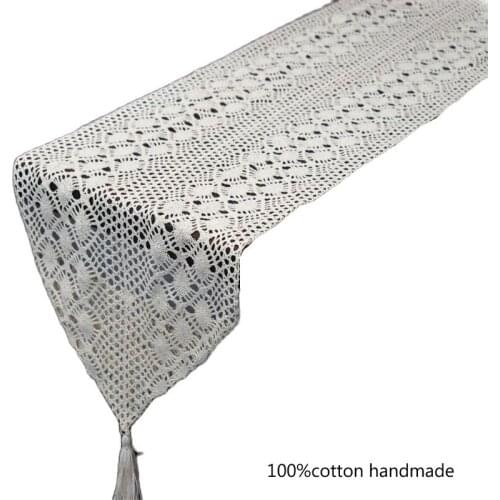 Retro 100%cotton handmade Lace crochet bed Table Runner flag cloth cover Christmas tea tablecloth kitchen Wedding party decor