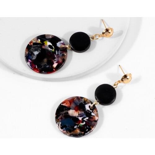 Women acetate earrings popular fashion plate earrings Bohemian style simple jewelry gifting party