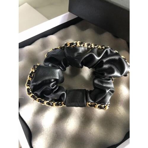 2021 Spring Summer Leather Chain Scrunchie Women Rope Ponytail Holder Hair Accessories Girls Wholesale Hair Bands