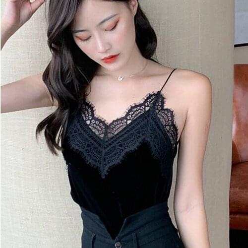 2021 Summer Women Camis Tops Lace V-neck Women Halter Sleeveless Female y2k Tank Tops Sexy Strap Corduroy Crop Top Femme