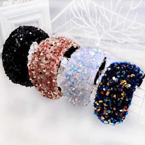 2019 Vintage Fish scale Bright Sequins Hair Bands For Women Headband Hoop For Hair Accessories Girls bandeau cheveux haarband