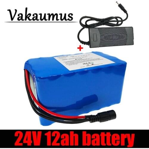 24V 12AH Electric Bicycle Lithium Battery 18650 Pack For Scooter With Motor Less Than 350W With 15A BMS And 29.4V 2A Charger