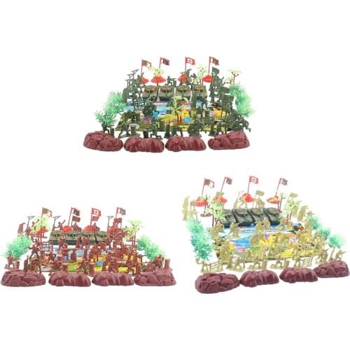 52x Military 2" Figures Army Toy Soldier Play Set w/ 4 Flags For Kids Gift