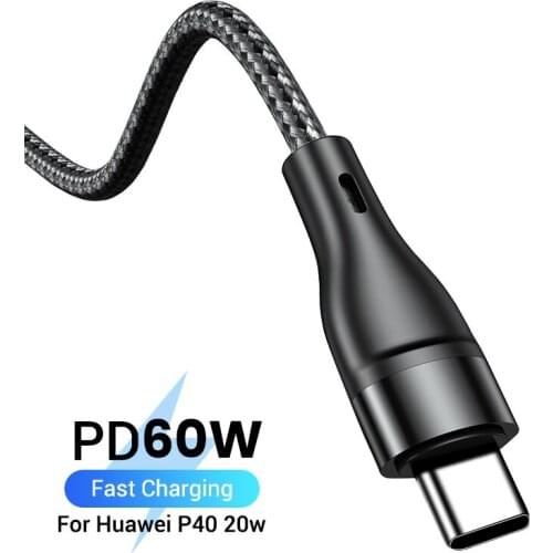 60W USB C Cable for Xiaomi Redmi Note 10 USB Type C 3A Fast Phone Charging Cord for Huawei P40 Pro Type C Charger Cable USB C