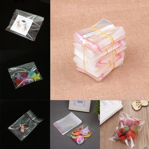 Jewelry Display 200pcs/lot 6x8cm Clear Transparent Plastic Adhesive Seal OPP Bags Jewelry Candy Beads Packaging Pouches