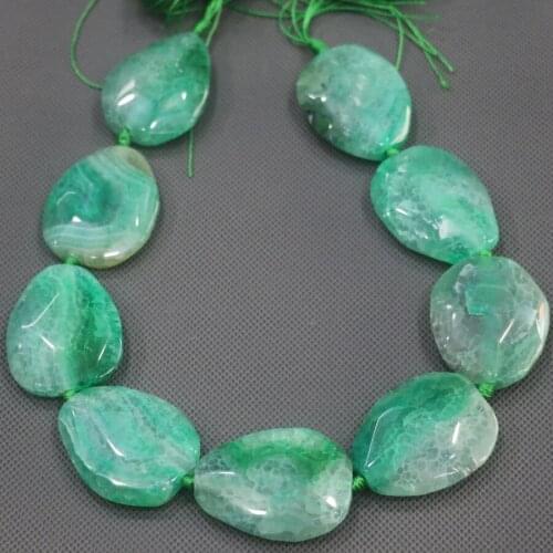 Free Ship 35mm 9pcs Large Stone Slab Slice Beads, Natural Druzy Faceted Beads Gems Stone Connector Pendant, 15.5inch Strand