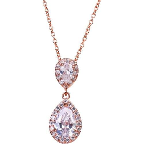 Bettyue Brand Classic Charm Cubic Zircon Water Drop Shape Three Colors Jewelry Necklaces For Women Party Wedding Elegance Gift