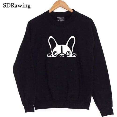 Boston Terrier Dog print brand Streetwear brand Full Sleeve Hoodies Shirts Chain Harajuku Casual Hoody Sweatshirt Pullover