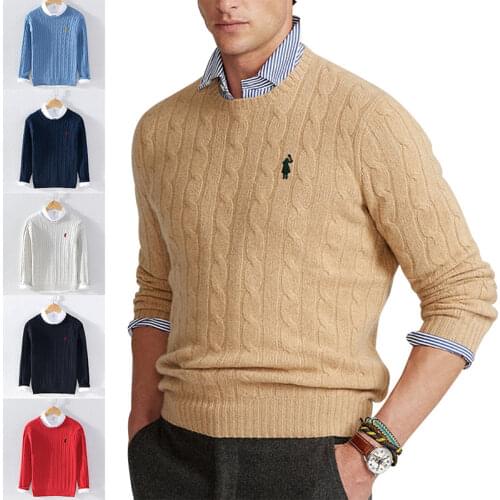 JKTAMENDA Brand Mens Sweater Fall/Winter Classic Cable Knotted Cotton Knit 100% Cotton Sweater RL8519
