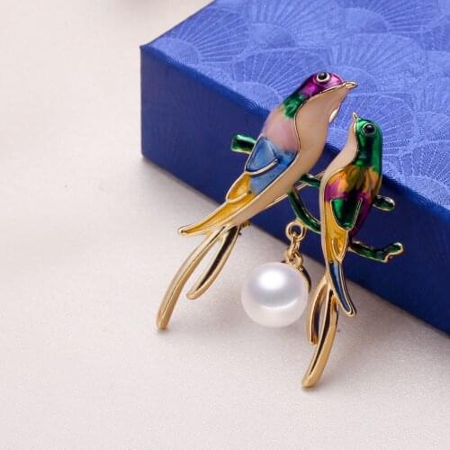 Bird Design Brooch Pin Mountings Base Findings Accessories Jewelry Settings Parts for Pearls Beads Jade Crystals Agate Coral