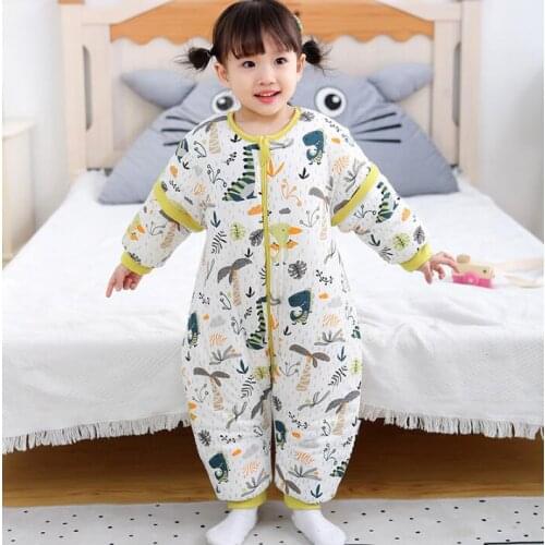 Baby Pure Cotton Sleeping Bag Detachable Long Sleeve Wearable Blanket Winter Warm Quilt Girls Boys Clothes Bedding Quilt